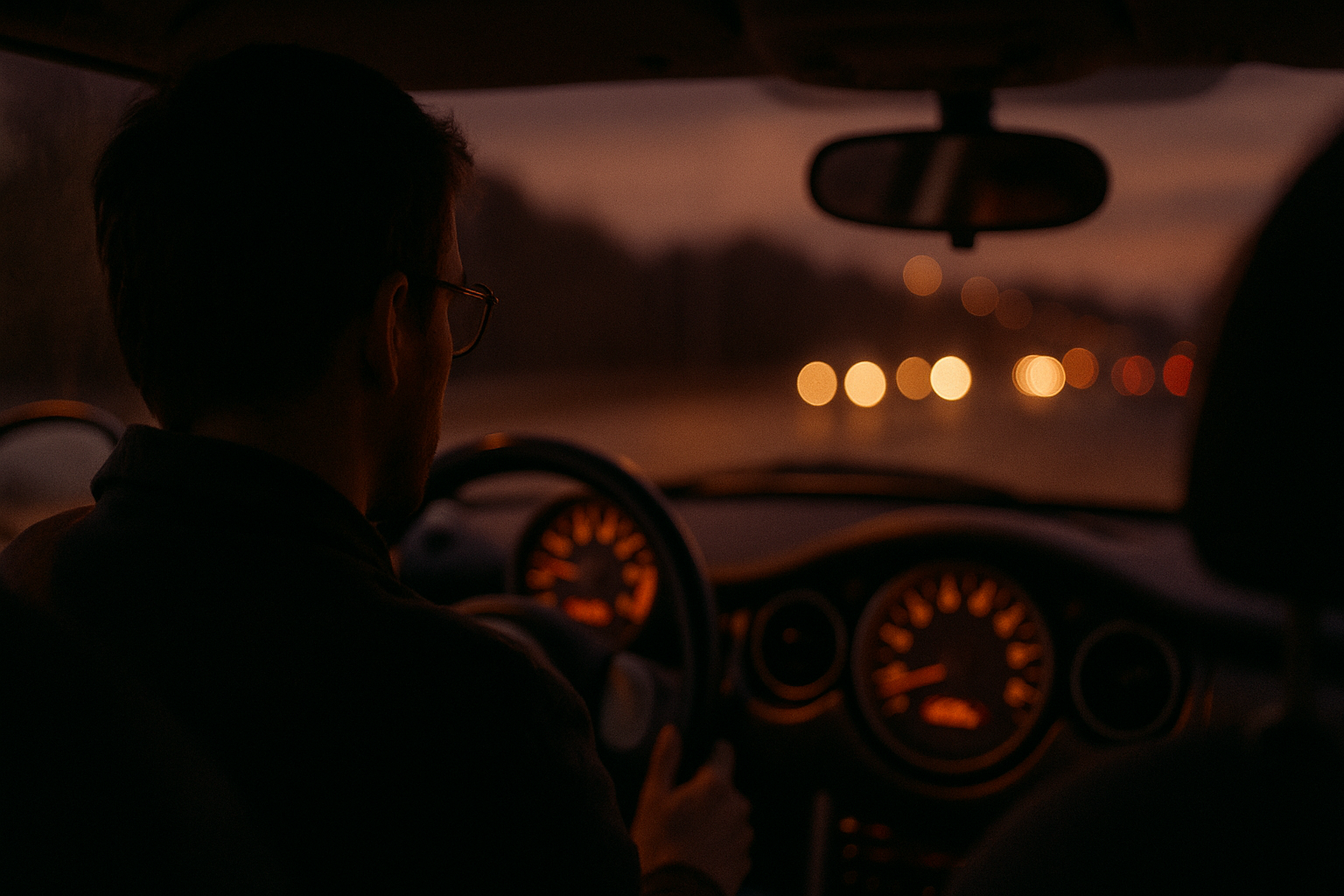 Mann sitzt im Mini und fährt