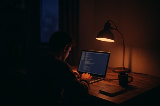 Coden und Schreiben bei Nacht