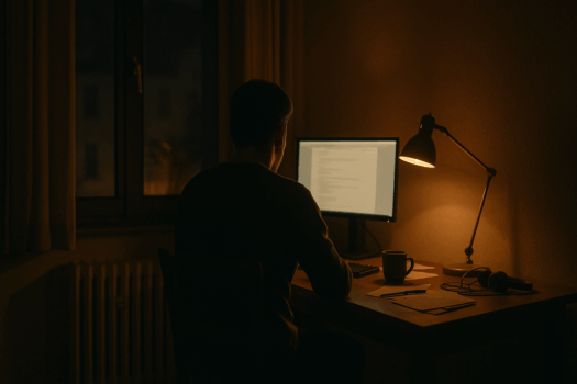 Abends Allein Vor Dem PC