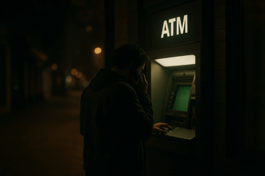 Mann am Geldautomaten